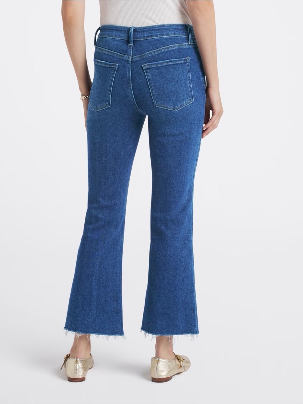 Just USA Salma Stretchy Cropped Flare Jeans Size 14 Blue High Rise Raw Hem - Picture 2 of 6